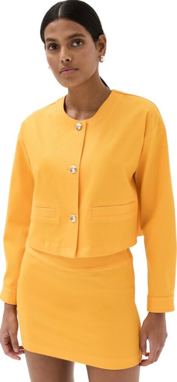 Sablyn Ciro Twill Lady Jacket Button Blazer Marzipan Bright Yellow Medium Crop